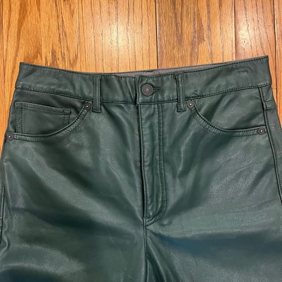 Express Faux Leather Green Pants slim high rise high waisted - Picture 4 of 9